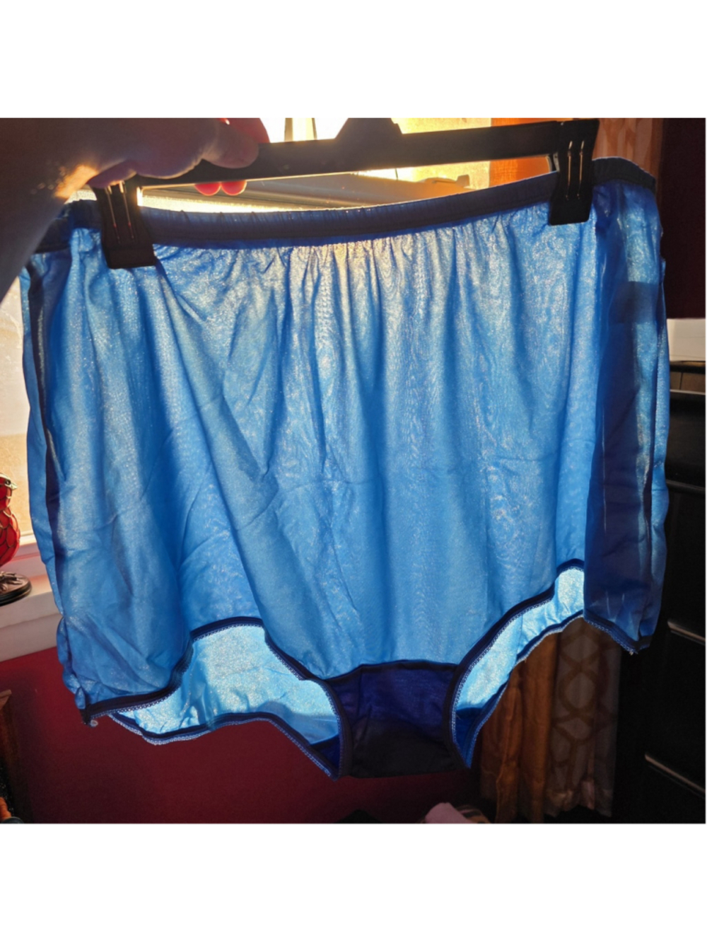 VTG Style Nylon Granny Panties Blue Size 12 Cozee Corner